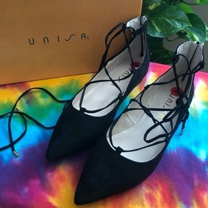 UNISA Lace up flat with back zip